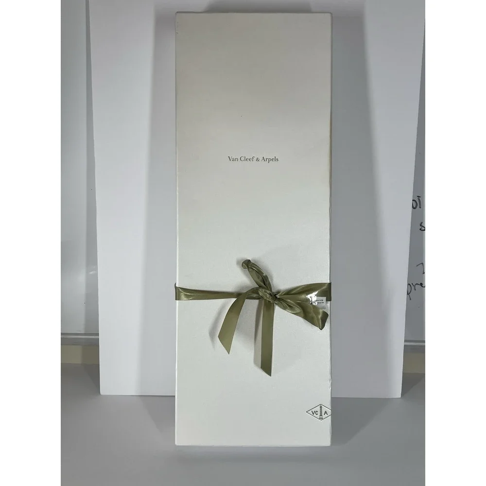 XXL Van Cleef & Arpels Jewelry Necklace Presentation Gift Box Green Suede Velvet